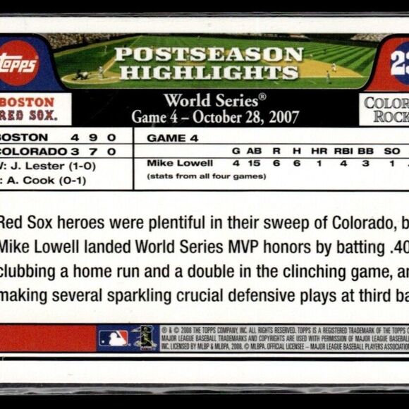 2008 Topps Boston Red Sox celebrate World Series Win w/RUDY Guliani #234 - Picture 2 of 2